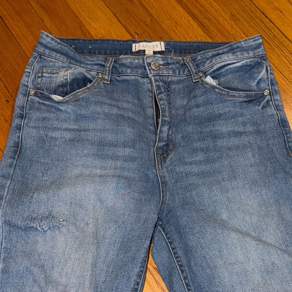 Harper High Rise Distressed Blue Jeans - Picture 2 of 12